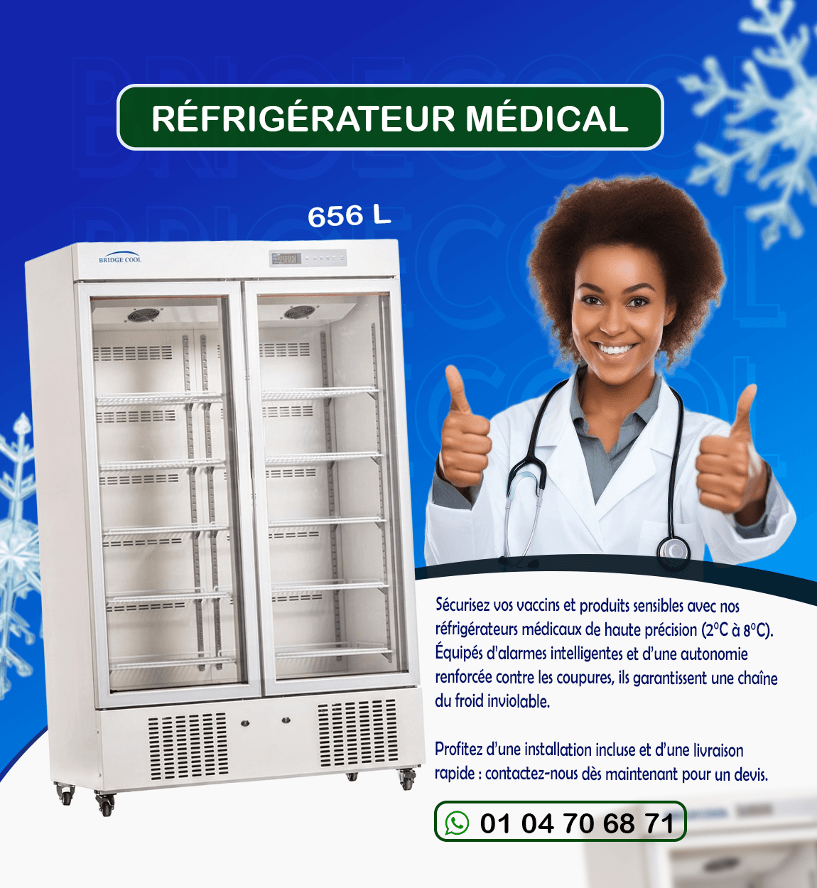 Réfrigérateur médical 656 L